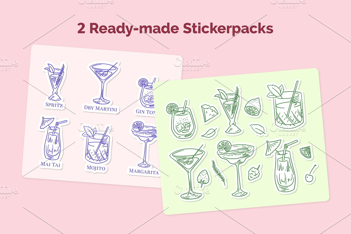 Cocktail Set Doodle Style, an Object Graphic by 35lab (Photo 5 of 6)
