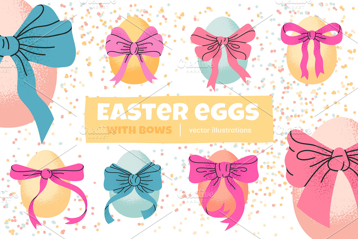 Easter eggs tied with bows, a Seasonal Illustration by Torontotokio (Photo 1 of 3)
