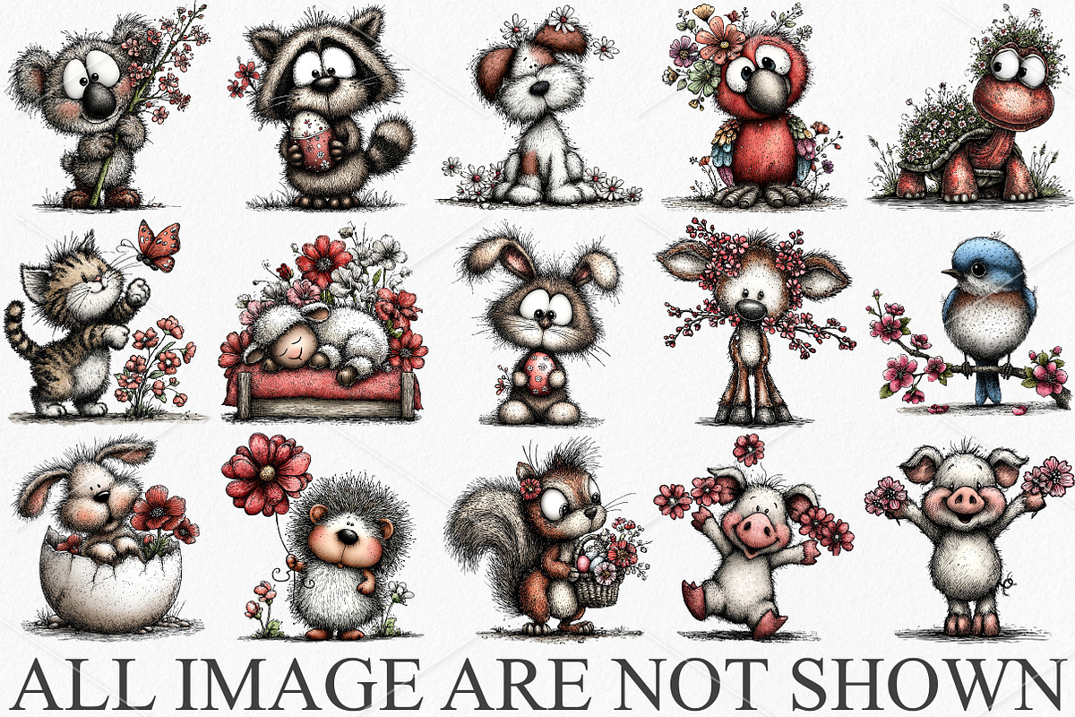 Whimsical Spring Animals Clipart PNG, a Seasonal Illustration by Canvas Craft (Photo 3 of 7)