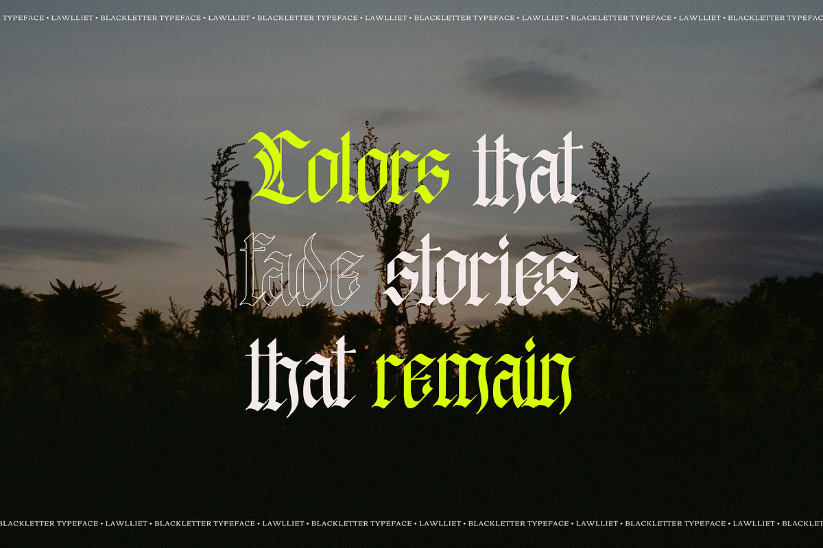 Lawlliet | Blackletter Typeface, a Blackletter Font by Denustudios (Photo 2 of 12)