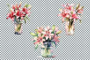 Tiger Lily In A Vase Clipart