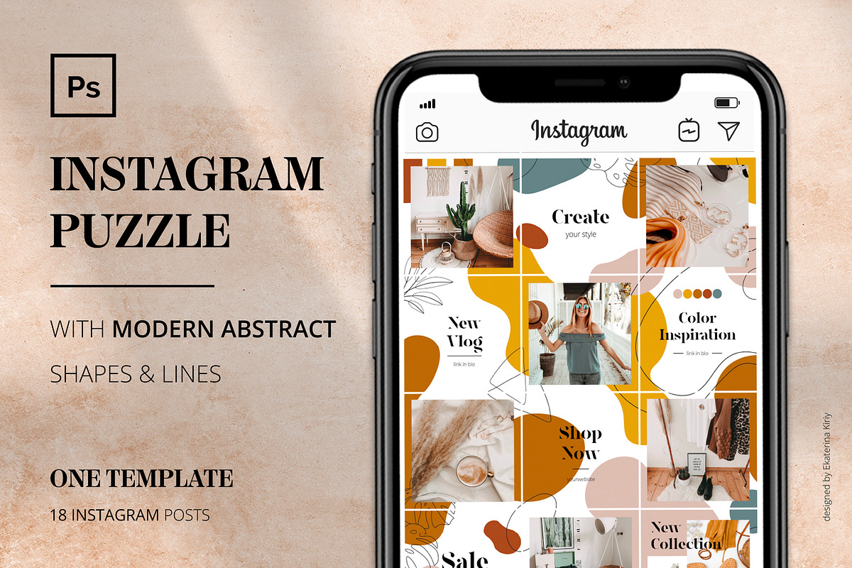 Instagram PUZZLE with shapes & lines, a Social Media Template by EkaterinaKiriy (Photo 1 of 7)