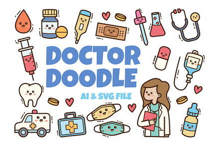 Doctor Kawaii Doodle Illustration