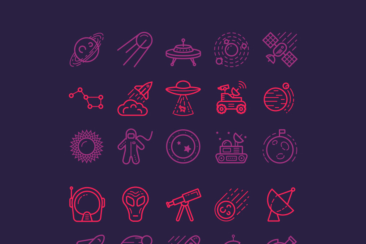 Space Icon Pack, an Outline Icon by Viktor (Photo 2 of 2)