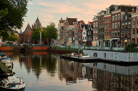 Canals of Amsterdam at sunset