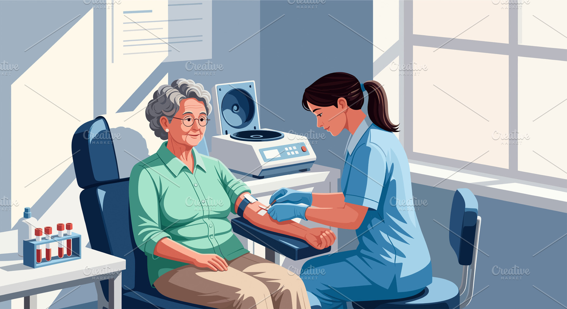 nurse taking a blood sample, a Health & Medical Photo by angellodeco