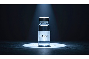 CAR T therapy vial illuminated, a Health & Medical Photo by Igor Tichonow