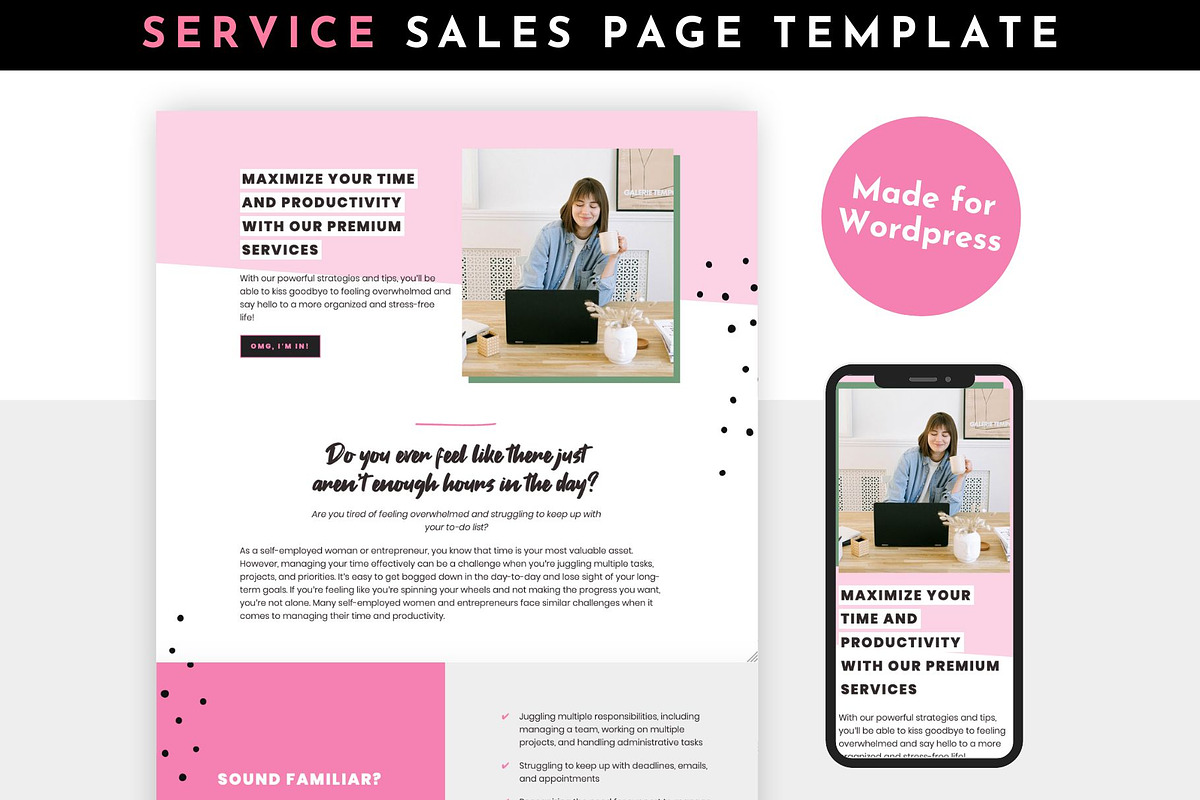 Pink Service Sales Templates, a WordPress Template by ltsdesigns (Photo 1 of 7)
