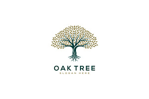 Oak Tree Logo And Roots Design