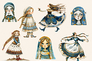 NORDIC SCANDINAVIAN GIRLS CLIPART, a Person Illustration by Daring Digies (Thumbnail 2 of 7)