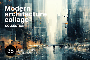 35 Modern architecture collages, an Object Illustration by Handmadefont