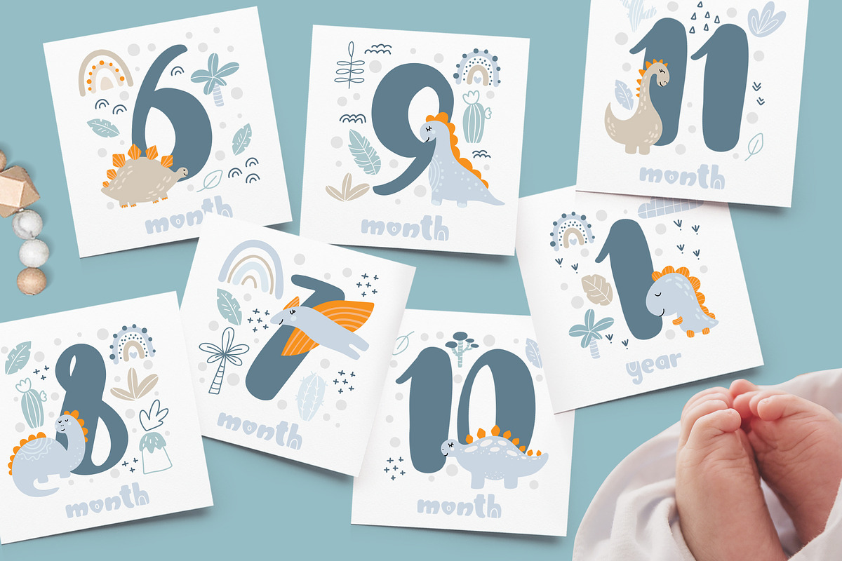Baby Milestone Dino Boy Cards, an Object Graphic by Happy Letters (Photo 5 of 5)