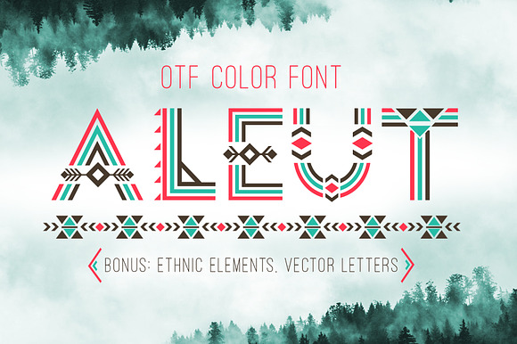 Tribal Aleut OTF color font. preview 7