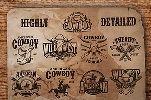 Set Of Vintage Cowboy Emblems.