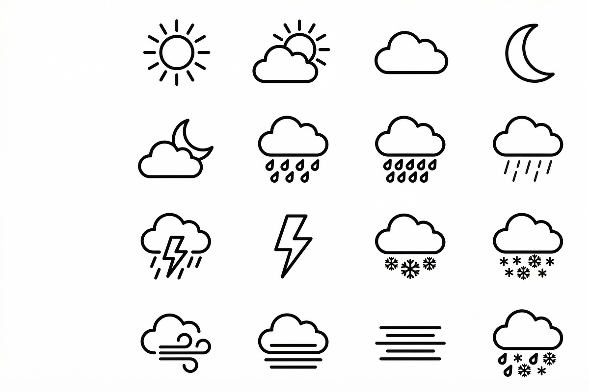 Outline Weather Icon Set, an Outline Icon by adenpinkstore (Photo 2 of 9)