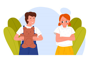 Envious Kid Looking At Boy With Toy, a Person Illustration by Flashvector