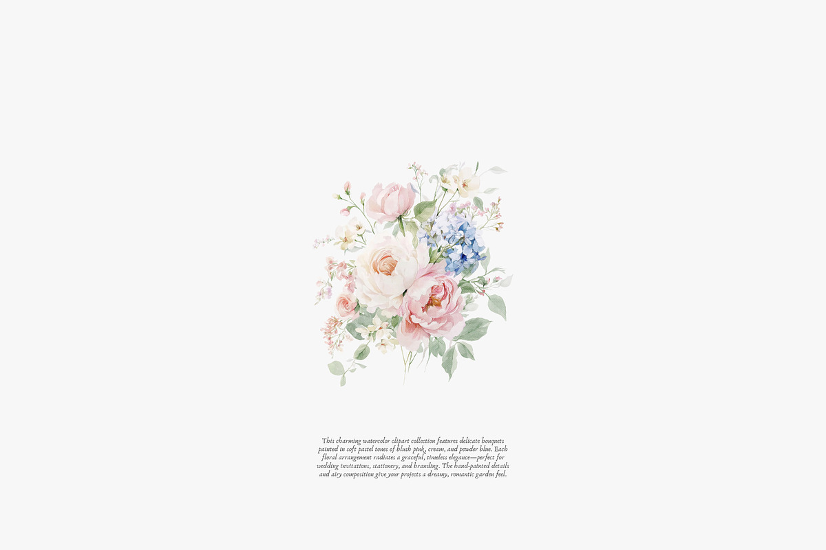 Romantic pastel floral clipart set, a Decorative Illustration by Patishop Art (Photo 4 of 9)