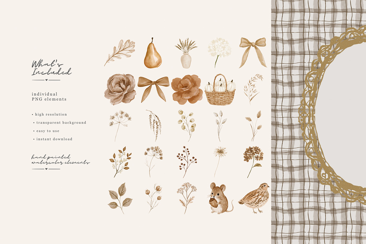 autumn woodland clipart collection, a Decorative Illustration by Patishop Art (Photo 2 of 9)