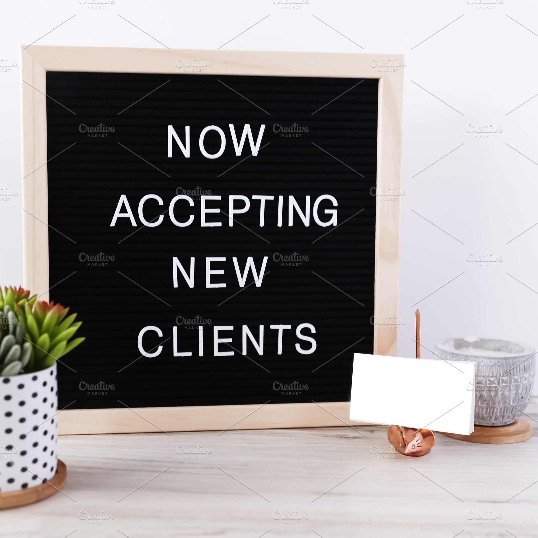 New Clients Letterboard Photo, a Business Photo by SunnyTangerine Stock