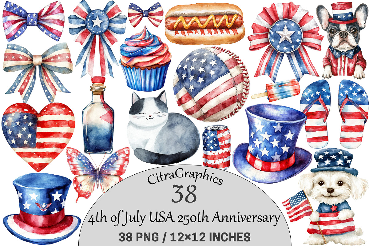 4th of July USA 250th Anniversary, a Seasonal Illustration by CitraGraphics (Photo 1 of 6)