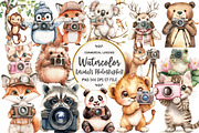 Cute Animals Photographer Clipart, an Illustration by OK Design (Thumbnail 1 of 5)