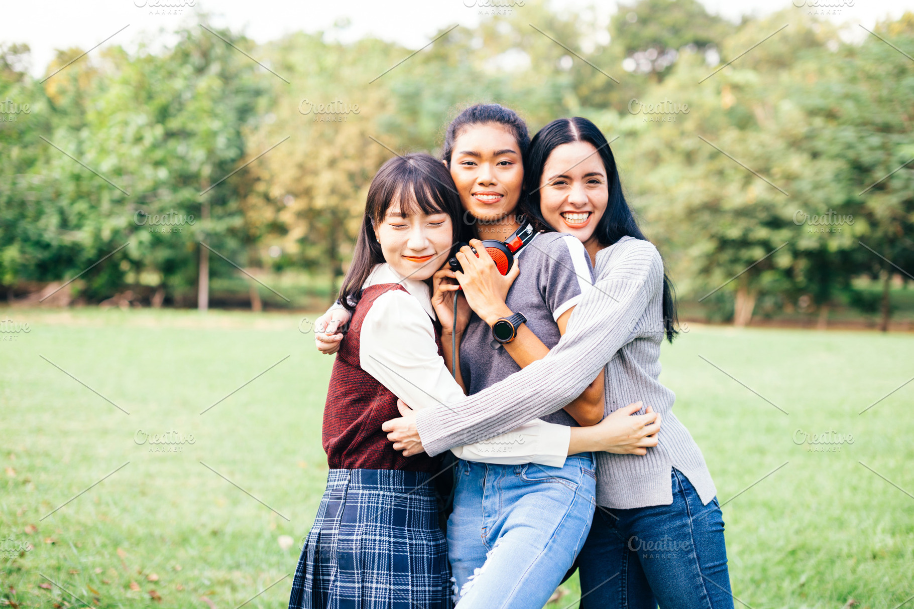 Portrait of multiracial and diverse stock photo containing friends and happy, a Person Photo by Twinster Photo