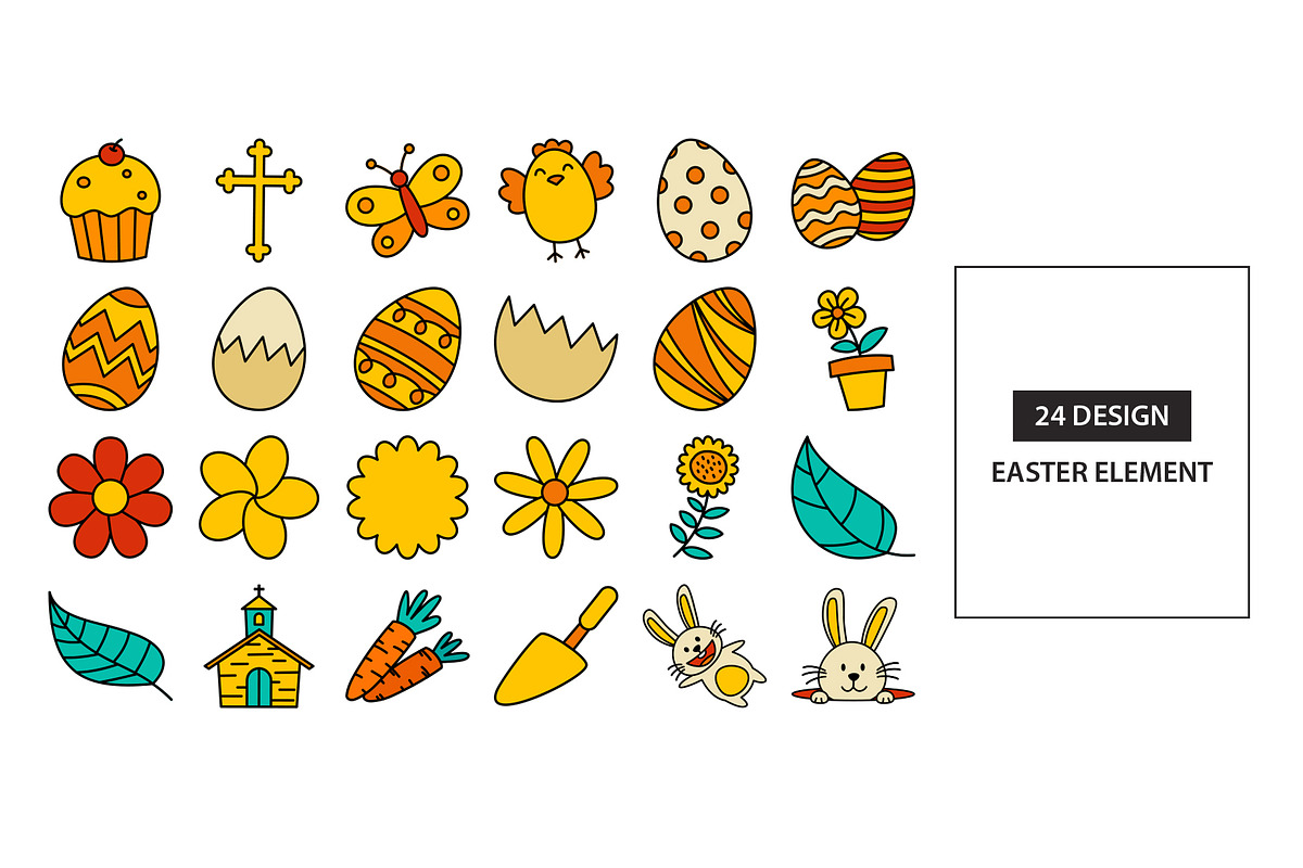 Easter Doodle elements design., a Decorative Illustration by kaisorn (Photo 4 of 7)
