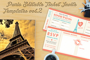 Paris Wedding Invite Tickets, an Invitation Template by Pingebat