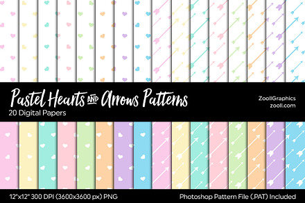 Pastel Hearts & Arrows Digital Paper