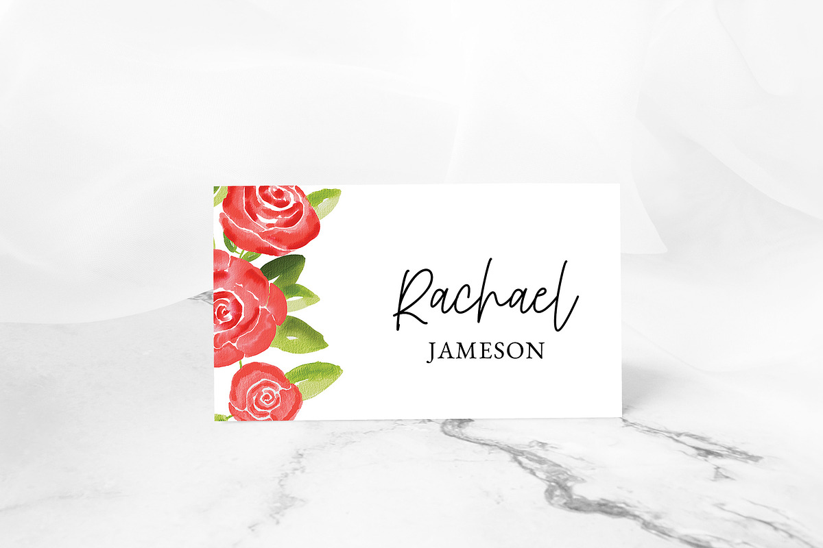 Red Rose Floral Name Card, a Stationery Template by Beyond Muse (Photo 2 of 3)