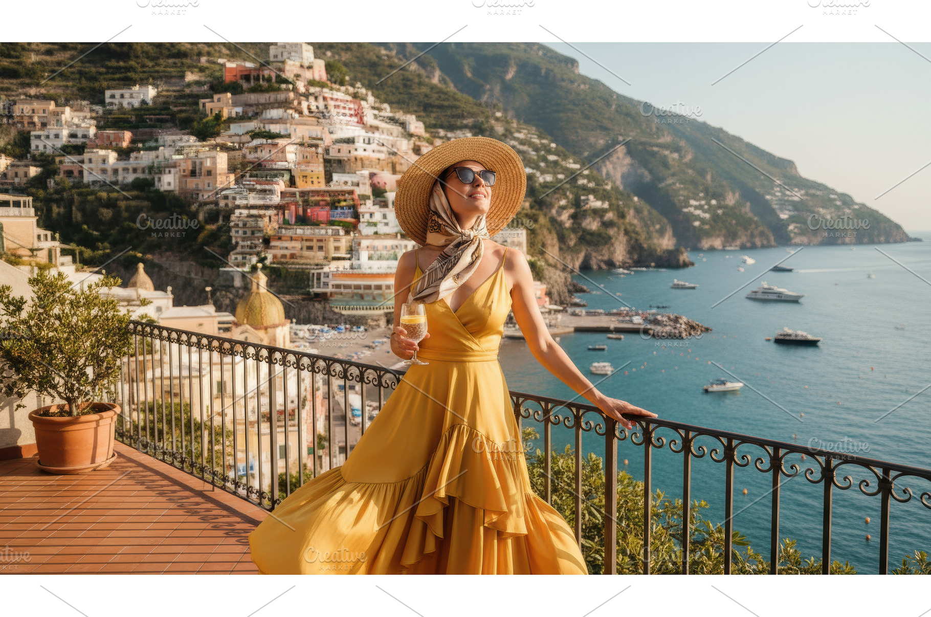 Elegant woman in a yellow dress, sun, a Holiday Photo by Igor Tichonow
