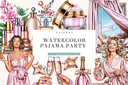 Watercolor Pajama Party Clipart, a Person Illustration by BusyDaydesign (Thumbnail 1 of 9)