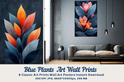 8 blue plant leaves art wall print, a Decorative Illustration by ARTOZEN DIGITAL (Thumbnail 1 of 13)