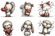 Whimsical Valentine Day Animals PNG, an Illustration by CraftArtStudio (Thumbnail 4 of 6)