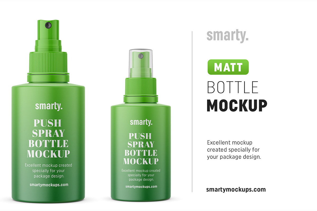 Glossy push spray bottle mockup, a Packaging Mockup by Smarty Mockups