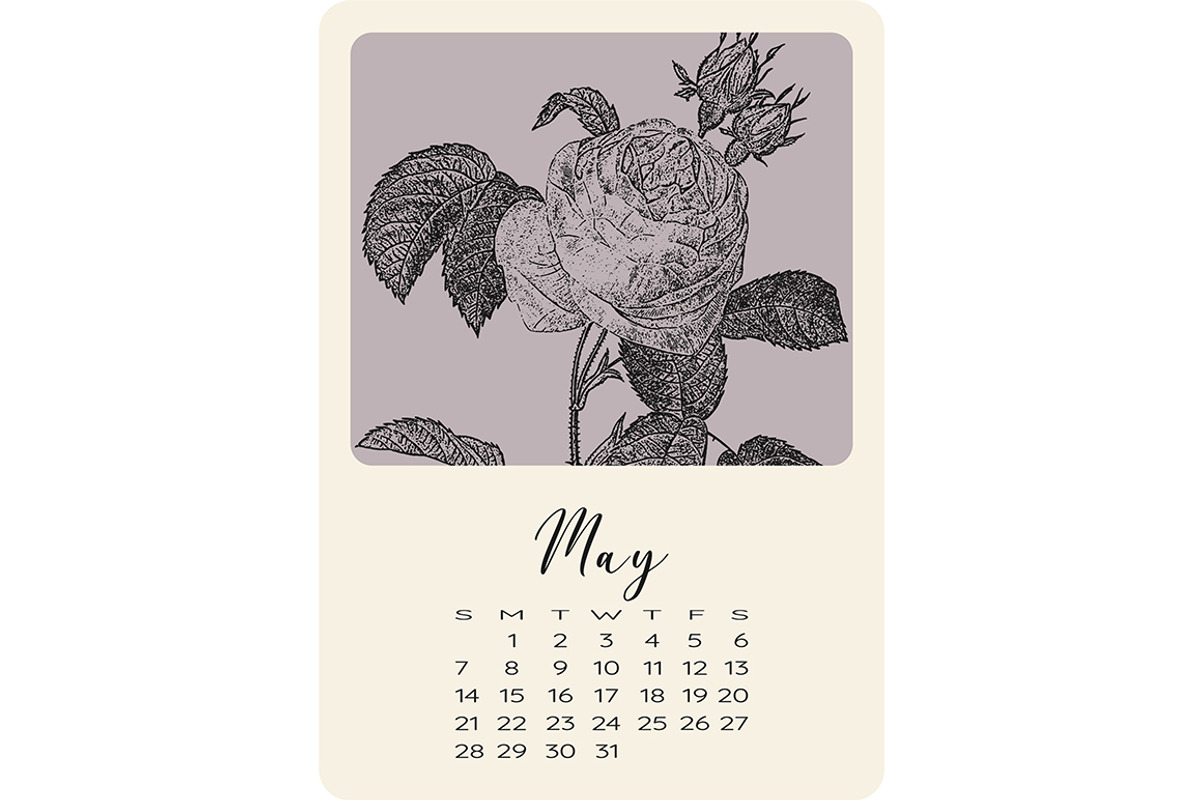 Calendar with monochrome flowers, a Stationery Template by NatalyN (Photo 6 of 13)