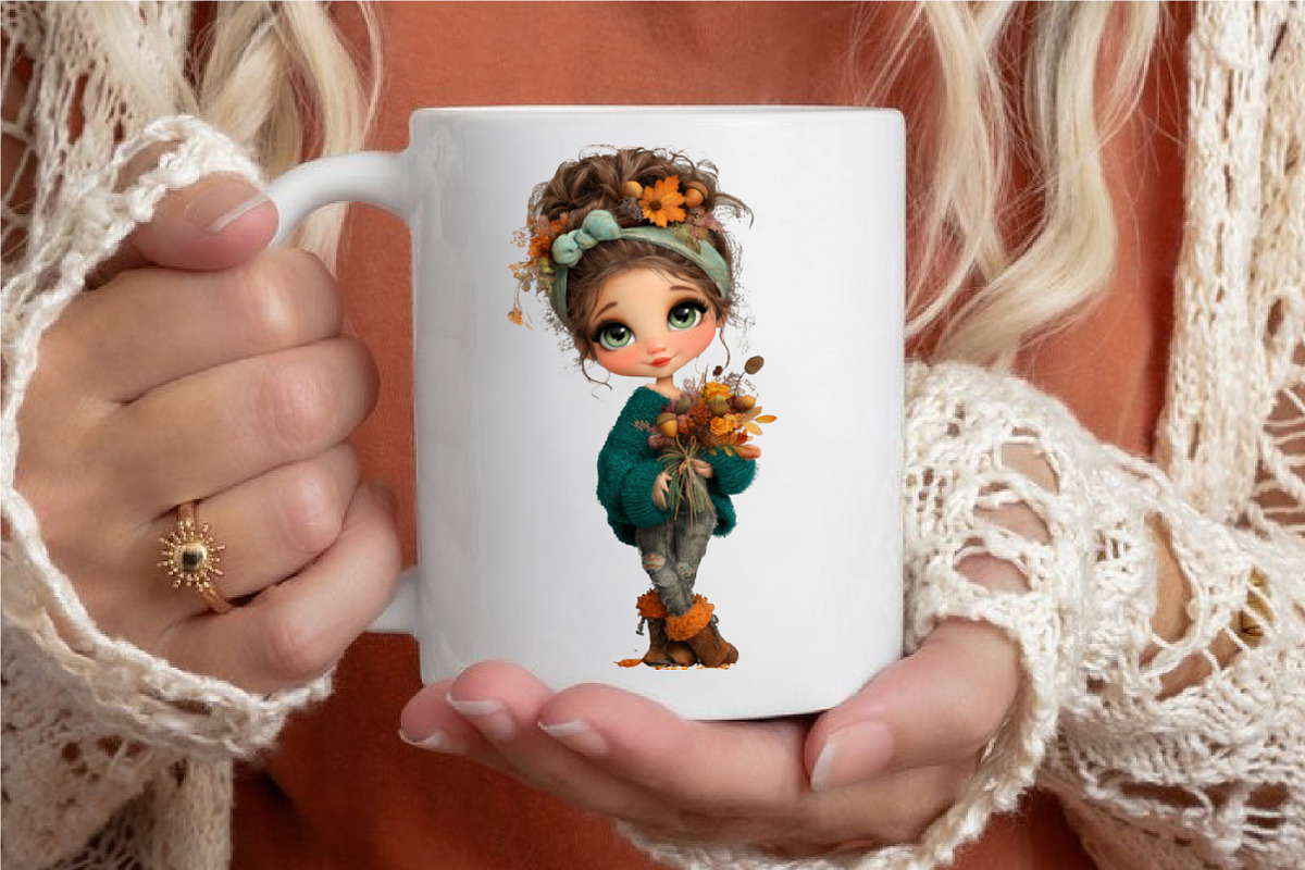 Whimsical Fall Autumn Girls Clipart, a Seasonal Illustration by designcity5 (Photo 5 of 5)