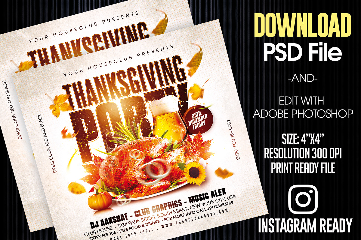 Thanksgiving Party Flyer, a Templates & Theme by MithilaCreation (Photo 2 of 6)