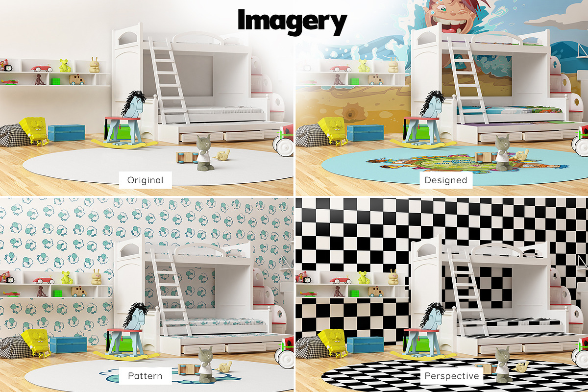 KID'S Bedroom Set Interior Mockups, a Books & Magazine Mockup by Kongkow (Photo 5 of 9)