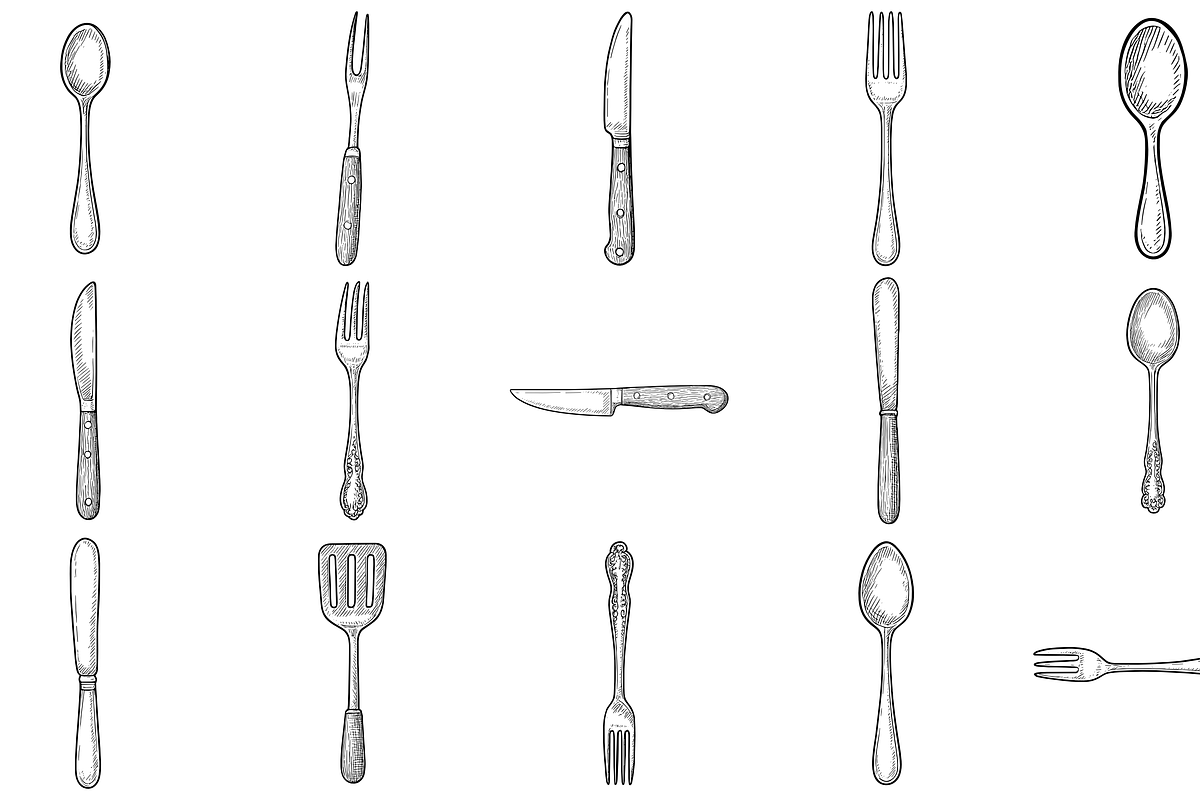 Vintage Cutlery Set, an Object Graphic by nikagraphic