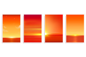 Warm summer beach sunset gradient, an Illustration by art PVP - market