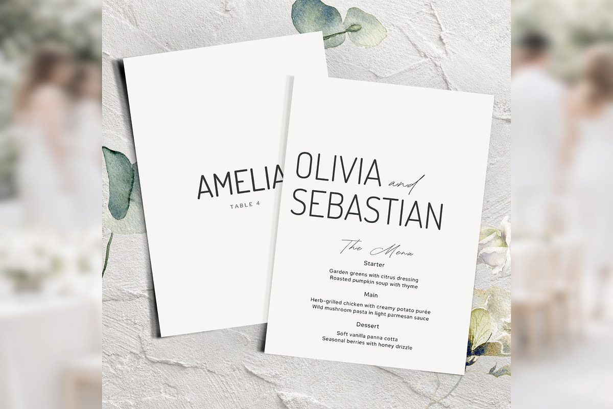 Elegant Menu&Place Card Canva bd008, a Card Template by TyphoonStudio (Photo 1 of 10)