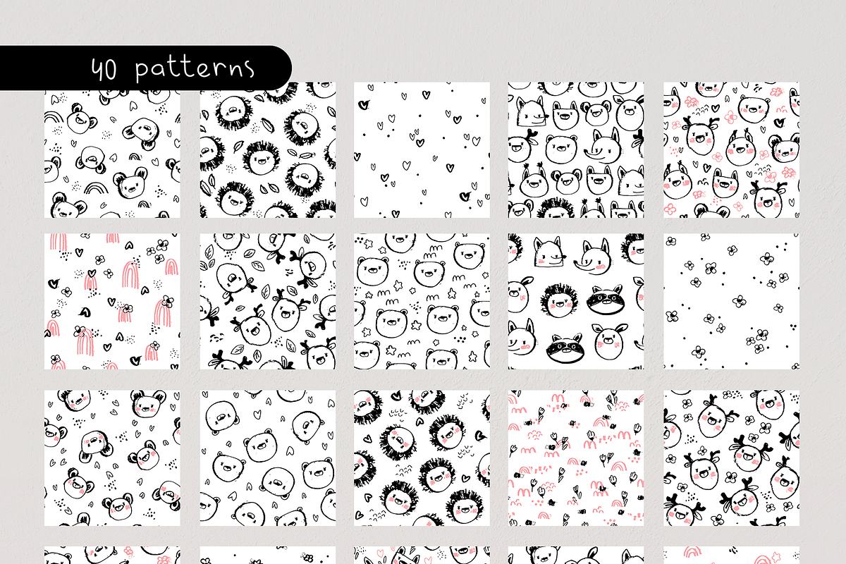 Forest animals. Clipart & patterns, an Animal Illustration by tata_ota (Photo 7 of 11)