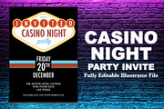 Retro Casino Night Party Invite, an Invitation Template by BF Studios (Thumbnail 1 of 2)