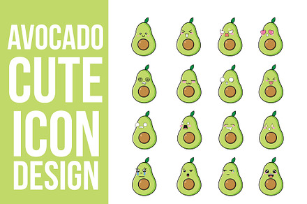 Avocado Cute Icons Design