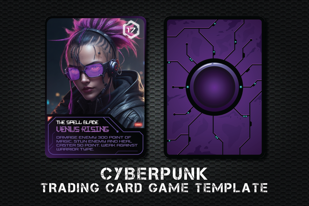 Cyberpunk Trading Card Game Template, a Decorative Illustration by Heavtryq Design (Photo 1 of 4)