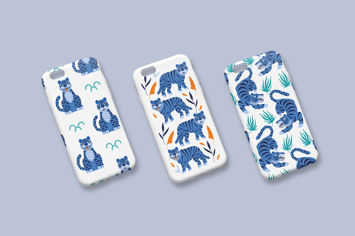 Blue tiger | Vector Collection, an Animal Illustration by katieromanoff_art (Photo 8 of 11)