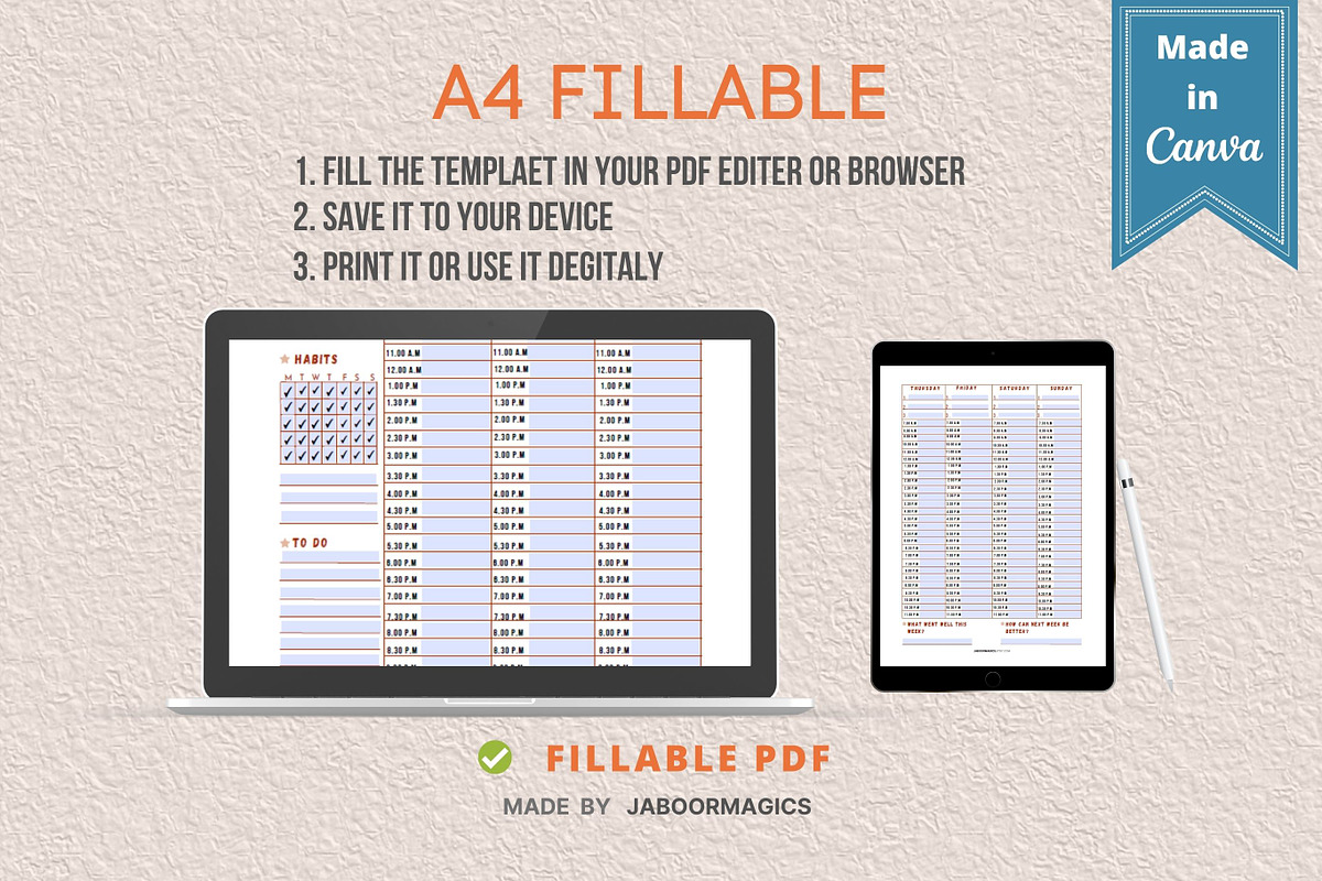 Weekly Planner Template, Canva, a Templates & Theme by Jaboor Magics (Photo 4 of 5)
