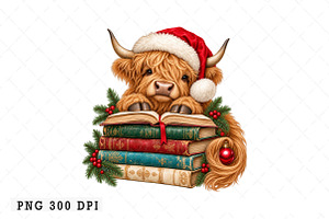 Christmas Highland Cow PNG