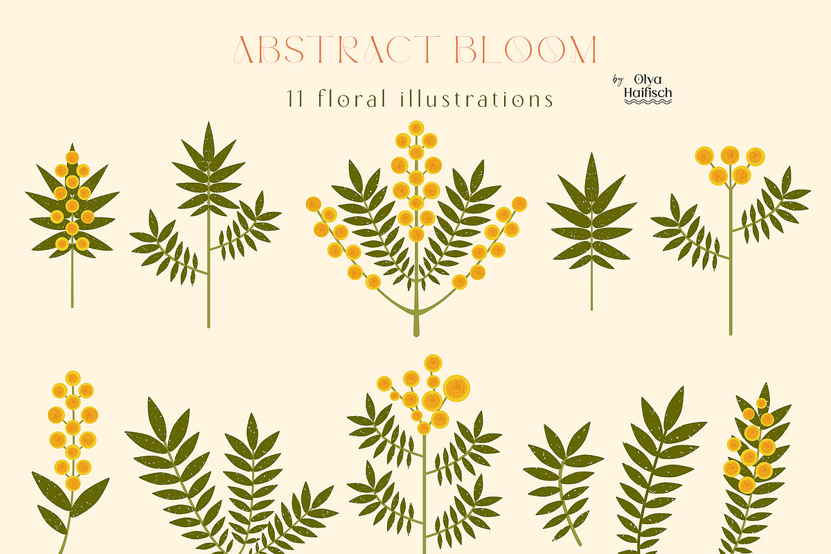 Abstract Bloom - Floral Vector Set, a Decorative Illustration by Olya Haifisch (Photo 3 of 6)
